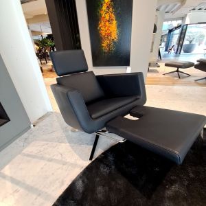 FSM Pavo relaxfauteuil met voetenbank blauw 