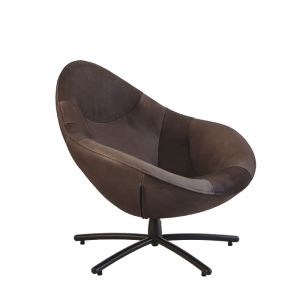 Label Hidde draaifauteuil leer Waterbuffel donkerbruin 