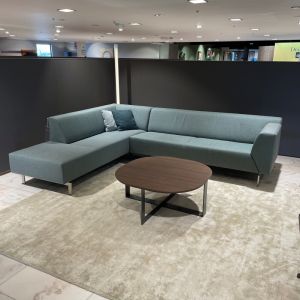 Rolf Benz Linea 318 hoekbank set met sierkussens blauw 