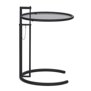 ClassiCon verstelbare bijzettafel E1027 zwart frame parsolglas grijs blad 